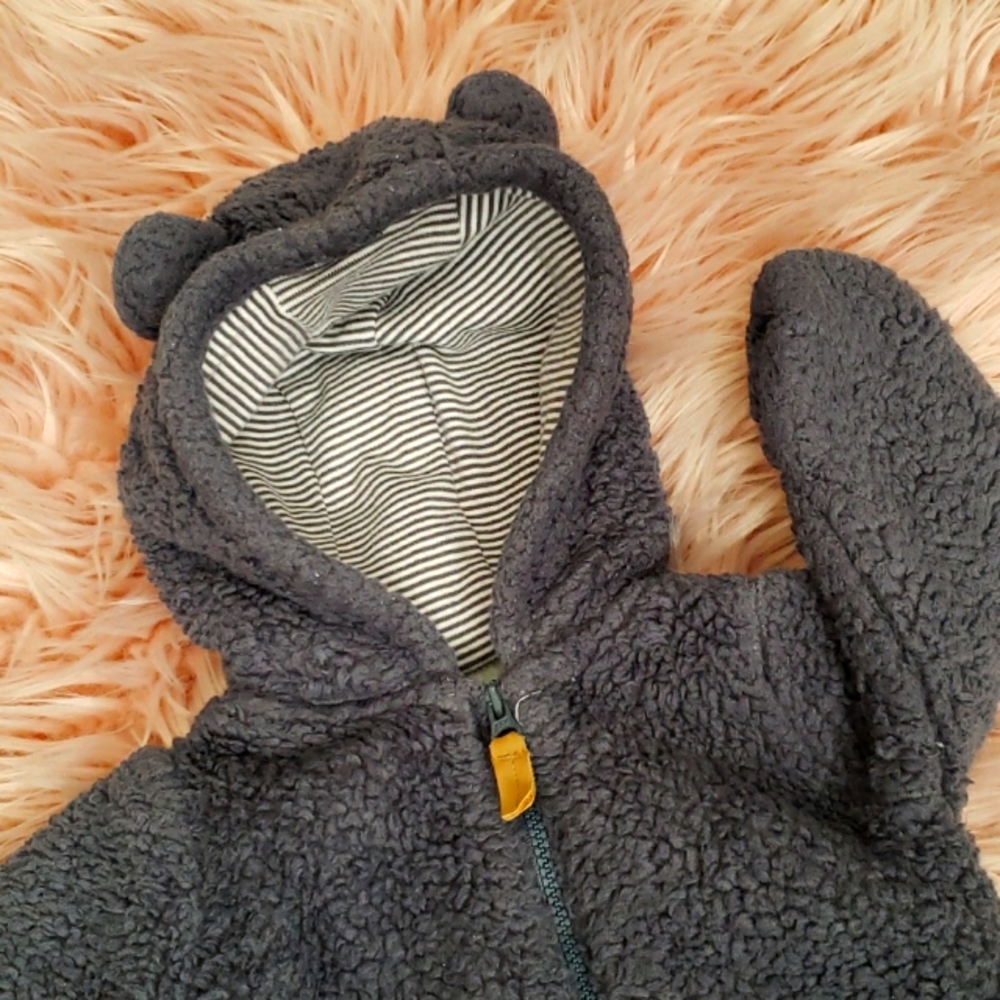 Furry blue bear carters nb zipper onsie